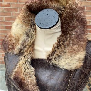 Faux Fur/leather Brown Vest
